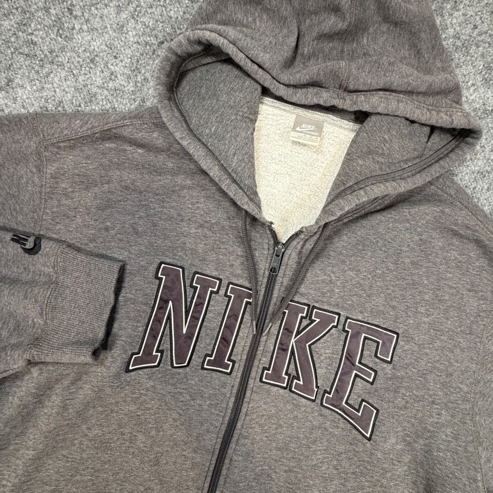 Nike Sportswear Full Zip Hoodie Mens XL Gray Heather Spellout Collegiate 1016